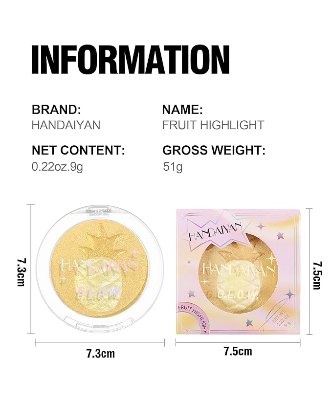 Glitter Highlighter Highlight Makeup, Fruit Glitter Face Illuminator Highlighter, Diamond Sparkly Highlighter Iluminadores Illuminator Make Up for Face Body Cheek (#01 Peach)-Velvo Beauty