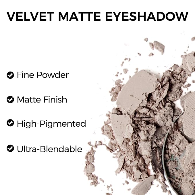 Erinde Single Light Grey Matte Eyeshadow Palette, High Pigment, Long Lasting, Intense Color, Neutral Nudes Naked Matte Pressed Powder Eye Shadow Palette-Velvo Beauty