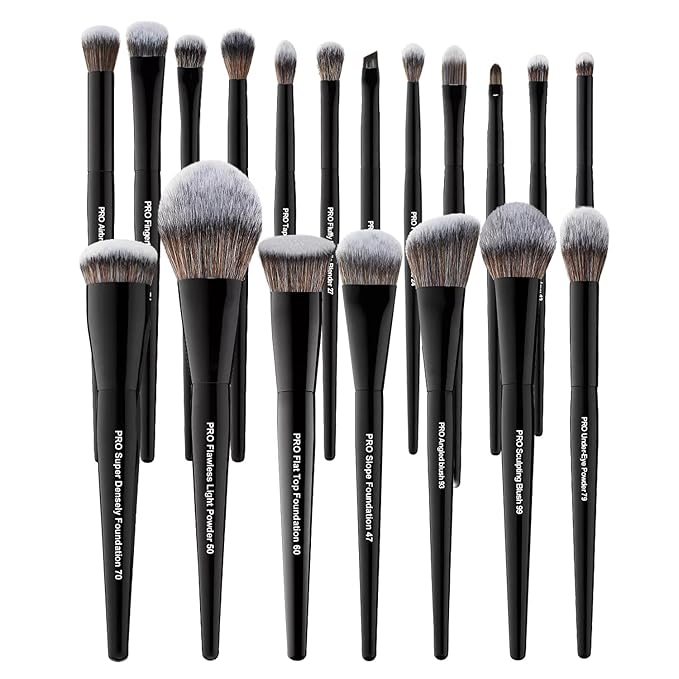 Bueart Design 19Pcs Professional Grade Labeled Makeup Brushes Set, Large Foundation Powder Contour Concealer eyeshadow Blush EyeLiner Make up Brushes,Premium Synthetic hair,Vegan Cruelty-free-Velvo Beauty