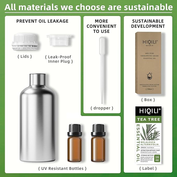 HIQILI Tea Tree Oil for Skin, Hair Restoration, Added to Shampoo, Body Wash, Foot Soak Use - 16 Fl Oz-Velvo Beauty