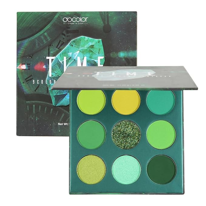 docolor Eyeshadow Palette 9 Colors Green Eyeshadow Gemstone Shadow Palette Highly Pigmented Mattes Shimmers Smokey Glitter Cream Colorful Powder Long Lasting Waterproof Makeup Palette-Velvo Beauty
