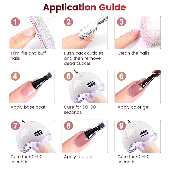 RARJSM Nude Jelly Gel Nail Polish Set 6pcs Clear Crytal Glass Pale Gray Pink Cherry Red Series Transparent Sheer Amber Milky Gel Varnish LED UV Curing Requires Soak off French Manicure Home Salon-Velvo Beauty