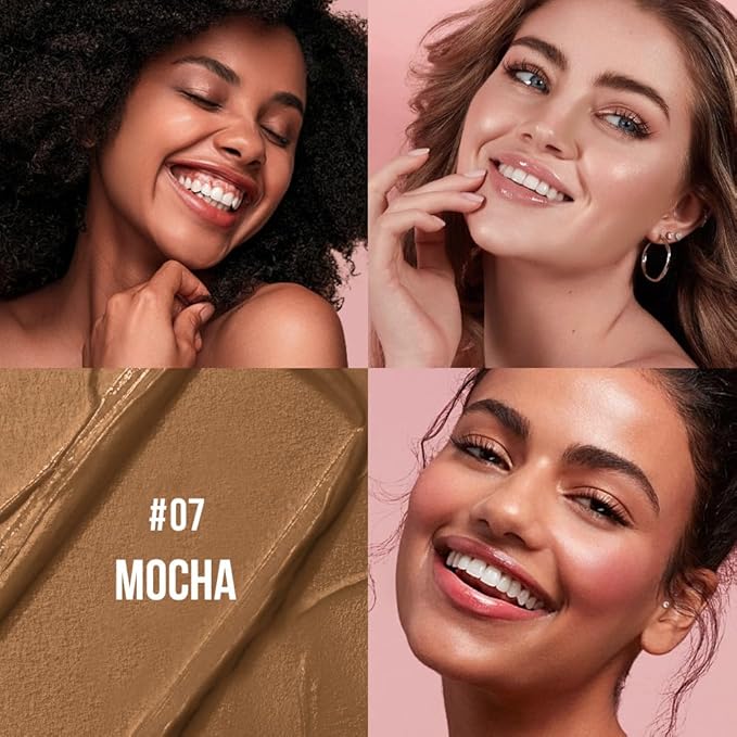 Multi-Use Waterproof Makeup Cream Blush Stick with Brush, Unidollss 3-in-1 Contour Bronzer Blush Stick for Cheeks, Eyes, and Lips, All day wear, Easy Application (07 MOCHA)-Velvo Beauty