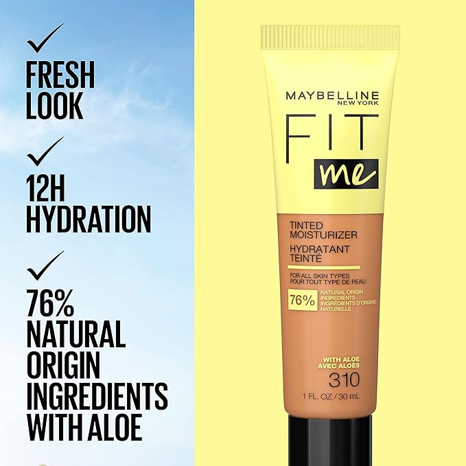 Maybelline Fit Me Tinted Moisturizer, Natural Coverage, Face Makeup, 375, 1 Count-Velvo Beauty