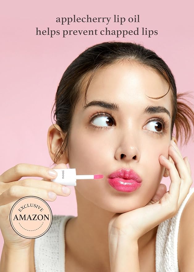 NOONI Korean Vegan Lip Oil - Applefig, 0.12 Fl Oz + Korean Lip Oil - Applecherry, 0.12 Fl Oz Bundle-Velvo Beauty