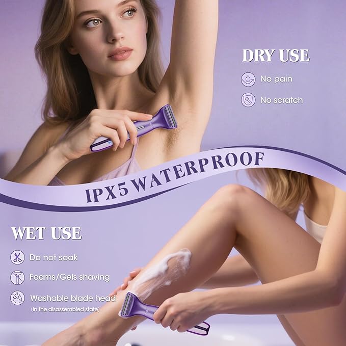 Electric Razor for Women,6 in 1 Women's Bikini Trimmer Shaver for Women & Men Pubic Hair, Private Area, Legs, Eyebrow,Face, Nose, Eyebrow, Body Hair Removal IPX5 Waterproof Wet & Dry-Velvo Beauty