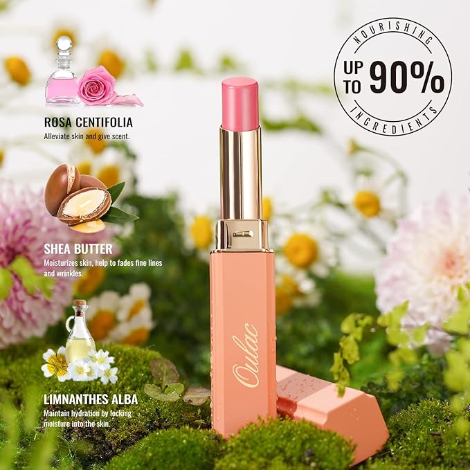 Oulac Moisturizing Shine Brown Red Lipstick for Women - 2 in 1 Glossy Brown Tinted Lip Balm, Hydrating Winter Lipstick for Dry Lips,Shine Juicy Finish Vegan 2.2g/0.07oz (03)-Velvo Beauty