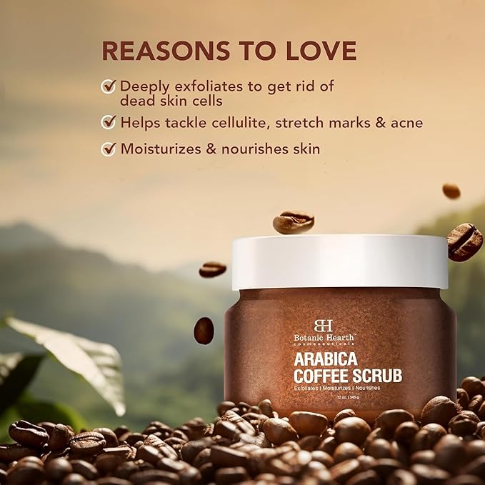 Botanic Hearth Arabica Coffee Body Scrub Exfoliating Body Scrub Act As Body Exfoliator & Helps With Moisturizing Skin, Acne, Cellulite, Dead Skin Scars, Wrinkles 12 Oz-Velvo Beauty