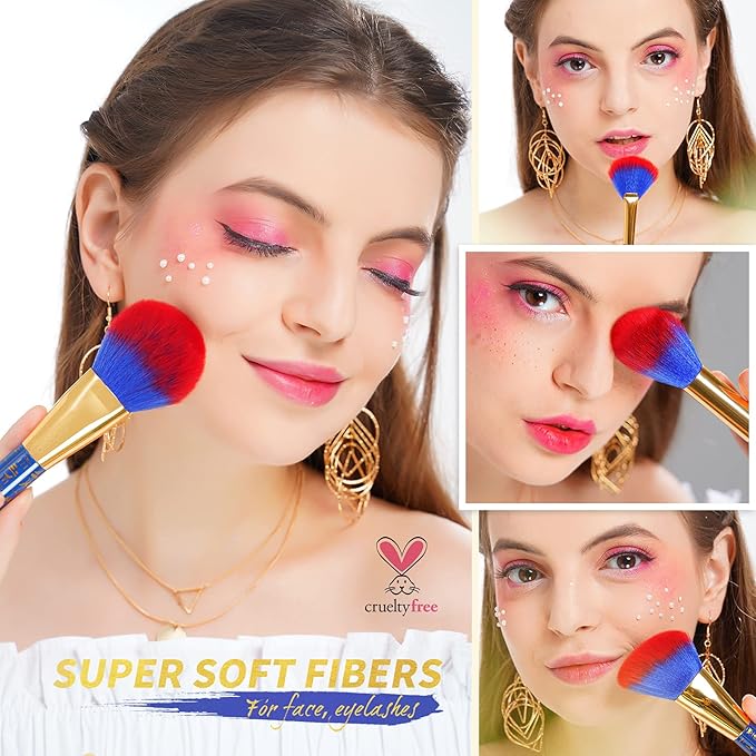 Docolor Makeup Brushes 19Pcs Makeup Brush Set Premium Gift Synthetic Powder Kabuki Foundation Contour Blush Concealer Eye Shadow Blending Liner Make Up Brush Kit, Ancient Egyptian Series-Velvo Beauty