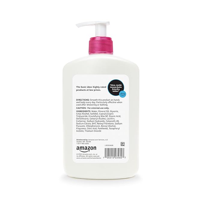 Amazon Basics Body Lotion for Extra-Dry Skin with Vitamins B5 & E, Clean Scent, 16 fl oz, Pack of 3 (Previously Solimo)-Velvo Beauty