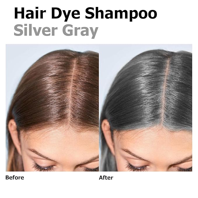 Silver Gray Hair Dye Shampoo 3 in 1, Long-lasting & Natual Hair Color Shampoo Lasting for 4 Weeks, Herbal Ingredients Natural Shampoo Hair Dye Effect in Minutes, Christmas Gifts for Men Women 500ml-Velvo Beauty