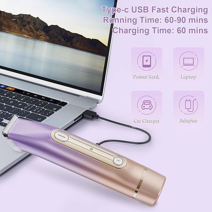 Bikini Trimmer for Women, 2-in-1 Electric Razor for Women, IPX6 Waterproof Wet & Dry Dermave Bikini Shaver, Rechargeable Pubic Hair Trimmer, Electric Shaver for Legs Body Face Hair-Velvo Beauty