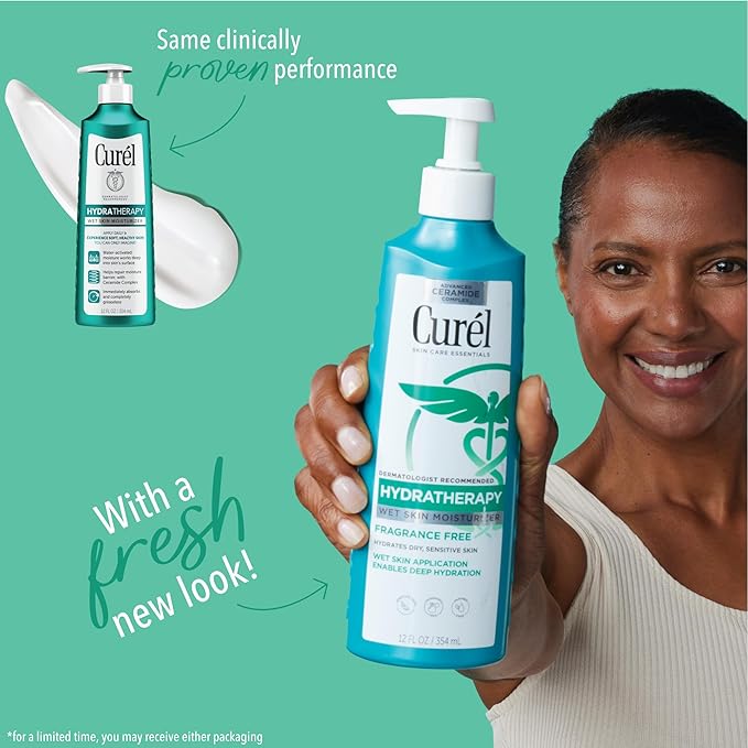Curel Hydra Therapy In Shower Lotion, Itch Defense Body Moisturizer with Advanced Ceramide Complex, Vitamin E, & Oatmeal Extract, 12 Oz-Velvo Beauty