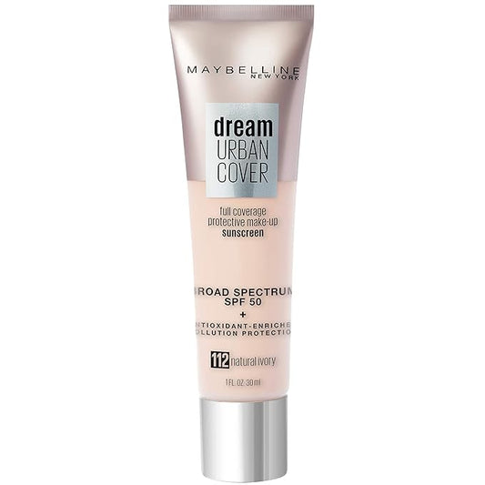 Maybelline Dream Urban Cover Flawless Coverage Foundation Makeup, SPF 50, Natural Ivory-Velvo Beauty
