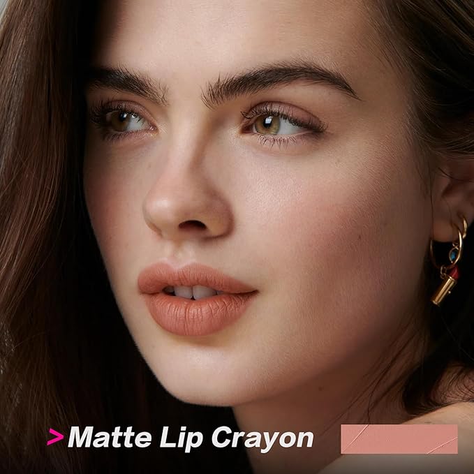 FOCALLURE Ultra Chic Matte Lipstick,Rich Vitamin E Lip Crayon,Lightweight Matte Color without Drying or Fading,Long Lasting Waterproof Lips Makeup,NUDE DESERT-Velvo Beauty