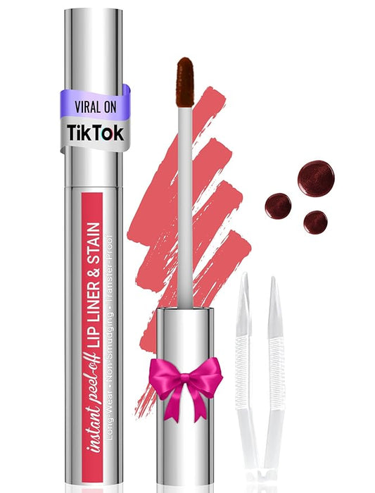 Lip Stain - Lip Liner Stain, Long Lasting Peel Off Lip Stain, Natural Peel Off Lip Liner Stain with Tweezer, Easy to Use, Waterproof, Smudge-proof, Transfer-proof, Cocoa-Velvo Beauty