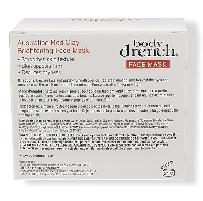 Body Drench Nourish Australian Red Clay Brightening Face Mask, 4 oz-Velvo Beauty