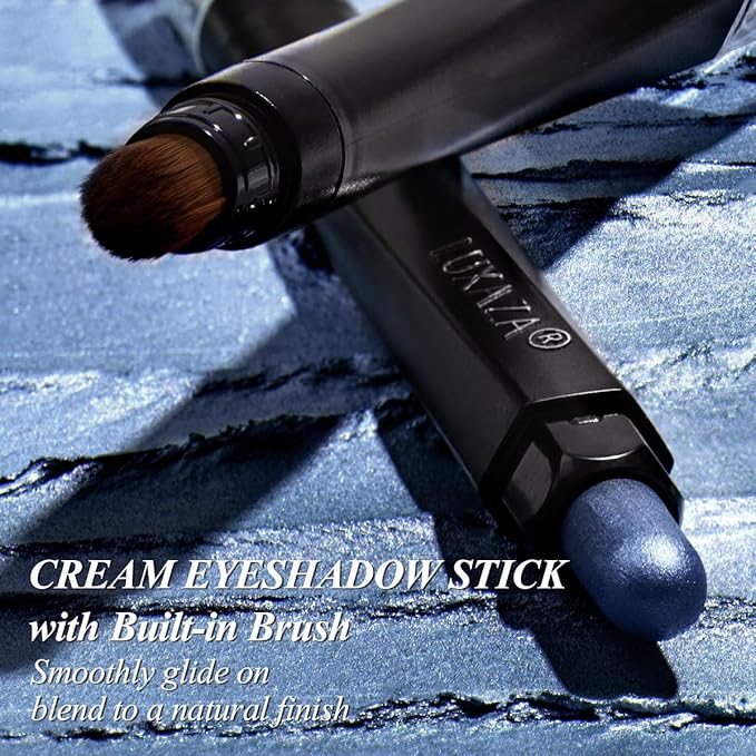 Blue Eyeshadow Stick Makeup 6PCS Set, Dark Blue Brown Metallic Shimmer Matte Cream Eye Shadow Eyeliner Brightener Pencil Crayon - JEANS BLUE-Velvo Beauty