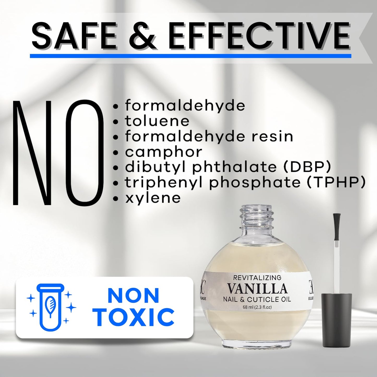 Ellie Chase Moisturizing Cuticle & Nail Care Oil 2.3 Fl Oz - Vanilla Scented – Infused with Jojoba Oil, Aloe, Vitamin E – Nail & Cuticle Hydration, Repair, Moisturizer, Strengthener, Growth-Velvo Beauty