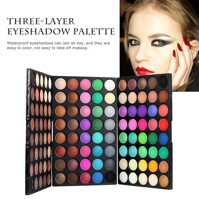 120 Colors Long Lasting Waterproof Highly Pigments Shiny Shimmers Glitter Eyeshadow Palette All in One Makeup Kits for Women Girls Holiday Make-up Gift Sets Xmas Essential Makeup Palette-Velvo Beauty