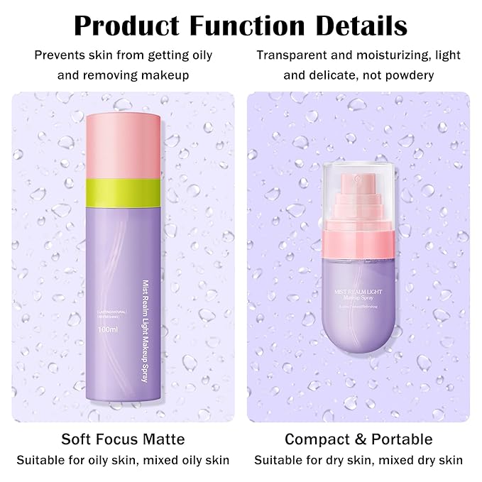 2PCS Makeup Setting Spray for Face,Waterproof Setting Spray for Makeup,Long Lasting Oil Control Finishing Holding Face Mist,Refreshing Hydrating Glossy and Matte Fixing Facial Mist Make Up Set A5-Velvo Beauty