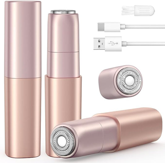 Rechargeable Facial Hair Remover for Women: Painless Mini Face Razors Shaver with 2 Replacement Heads,Electric Facial Hair Removal Device for Upper Lip, Chin & Face for Home & Travel-Velvo Beauty