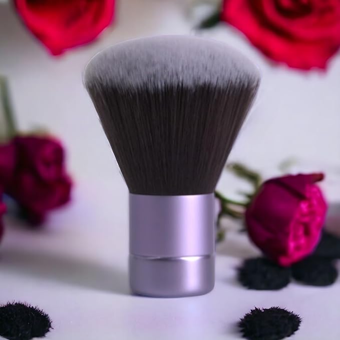 Luxurious and Large Ultra Soft Fluffy Powder Brush, Multipurpose Face, Body, Barber and Beauty Tool, with wooden base Soft Kabuki Brush by BevyGold (Violet)-Velvo Beauty