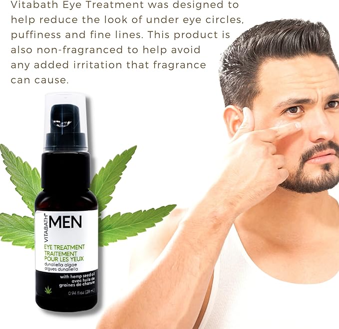 Vitabath Men's Eye Treatment Face Cream Moisturizer Soothe & Reduce Bags, Dark Circles, Puffiness & Look of Wrinkles Around Eyes, Unscented - 0.94 fl oz-Velvo Beauty