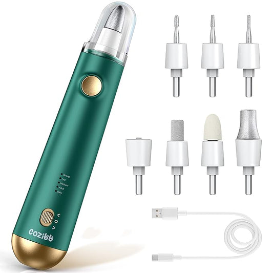 Electric Nail Drill, 8-in-1 Cordless Electric Nail File with LED Light, 5 Speeds Rechargeable Manicure and Pedicure Kit Hand Foot Care Tool for Nail Grinder Trim Polish for Women Baby-Velvo Beauty