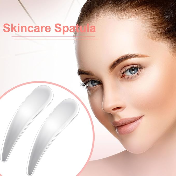 3pcs Mini Metal Makeup Spatula, Reusable Cosmetic Cream Spatulas Spoon, Skincare Scoop Applicator Facial Massage Beauty Tools for Mixing and Sampling Face Eye Cream- Silver-Velvo Beauty