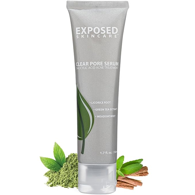 Exposed Skin Care Clear Pore Serum - Green Tea, Licorice Root, Salicylic Acid - Unisex Skin Serum for Oily, Sensitive Skin-Velvo Beauty