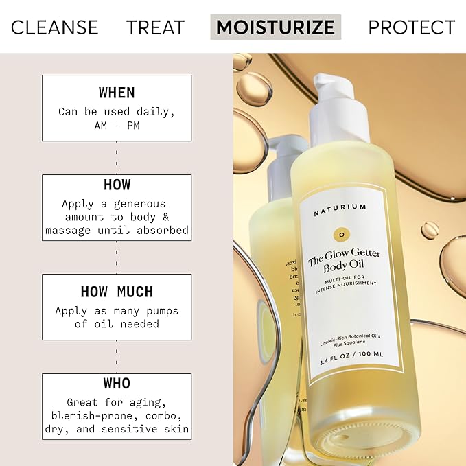 Naturium The Glow Getter Body Oil, Multi-Oil for Intense Nourishment, Hydrating & Moisturizing Formula, Vegan & Cruelty-Free, 3.4 oz-Velvo Beauty