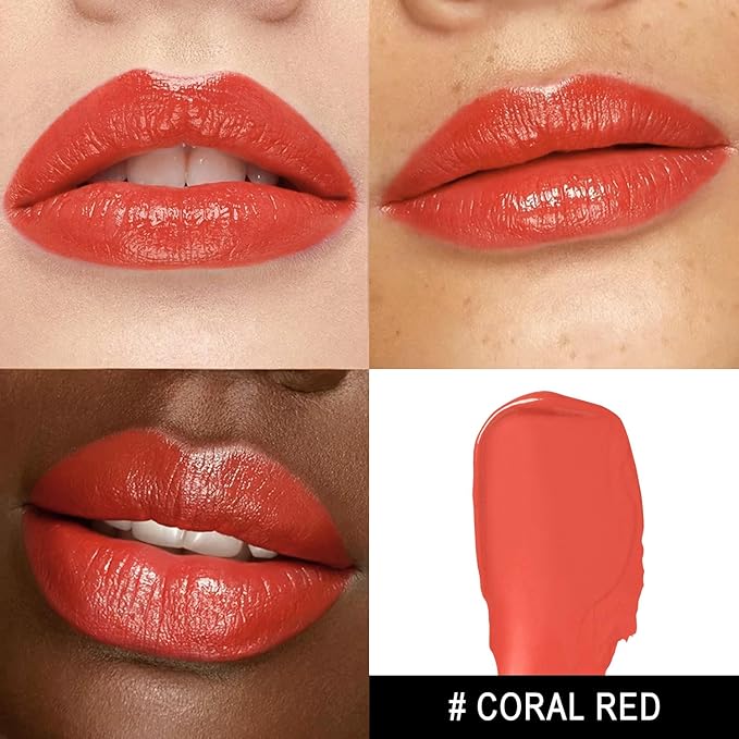 MAKI YIKA Moisture Coral Red Lipstick for Women Hydrate Lip Balm for Dry Cracked Lips Weightless Glossy Lip Color Juicy Finish,MA053 Coral Red-Velvo Beauty