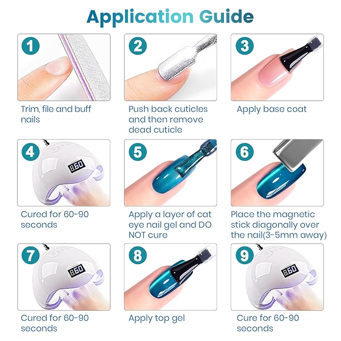 RARJSM Aurora Ceramics Glitter Glass Cat Eye Gel Nail Polish Set 6Pcs Pink Purple Brown Blue Green Shimmer Smoothie Cateye Colorful Galaxy Effect with Magnetic Stick UV LED Curing Require Home Salon-Velvo Beauty