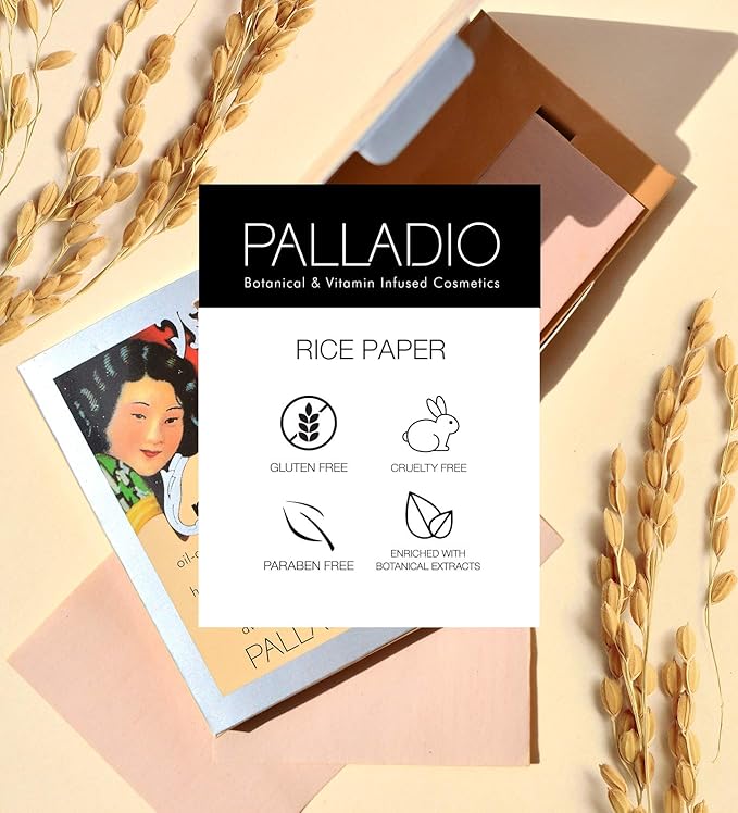 Palladio Rice Paper Facial Tissues for Oily Skin, Face Blotting Sheets Made from Natural Rice, Oil Absorbing Paper with Rice Powder, 2 Sided, Instant Results, Natural, 40 Count, Pack of 6-Velvo Beauty