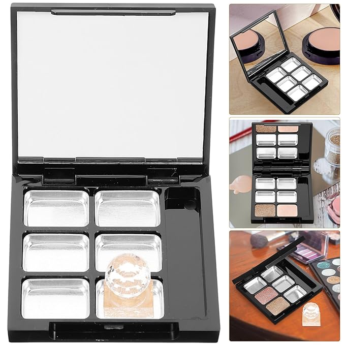Healifty Empty Lipstick Palette Pan 6-grid Magnetic Eyeshadow Palette Boxes with Press Cosmetic Cream Tray Portable Small Makeup Compact Containers-Velvo Beauty