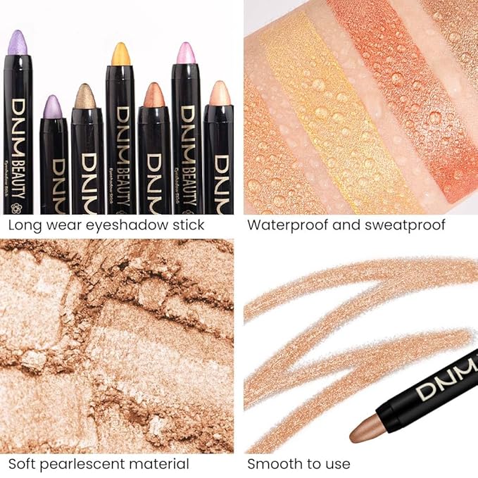 evpct 4Pcs Cream Eye Shadow Brightener Sticks Set for Eyes, Light Khaki Bronze Desert Beige Gold Shimmer Metallic Eyeshadow Pencil Applicator Stick Palette Makeup Waterproof sombras en crema para ojos-Velvo Beauty