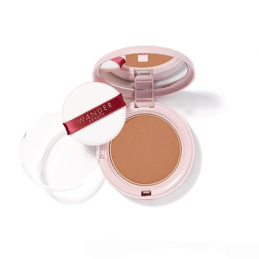 Wander Beauty Wanderlust Powder Foundation - Golden Rich - Blurs & Evens Skin Tone - Perfects & Hydrates With Hyaluronic Acid, Aloe, Honeysuckle, & Vitamin E - Lightweight, Buildable Coverage -0.31 oz-Velvo Beauty