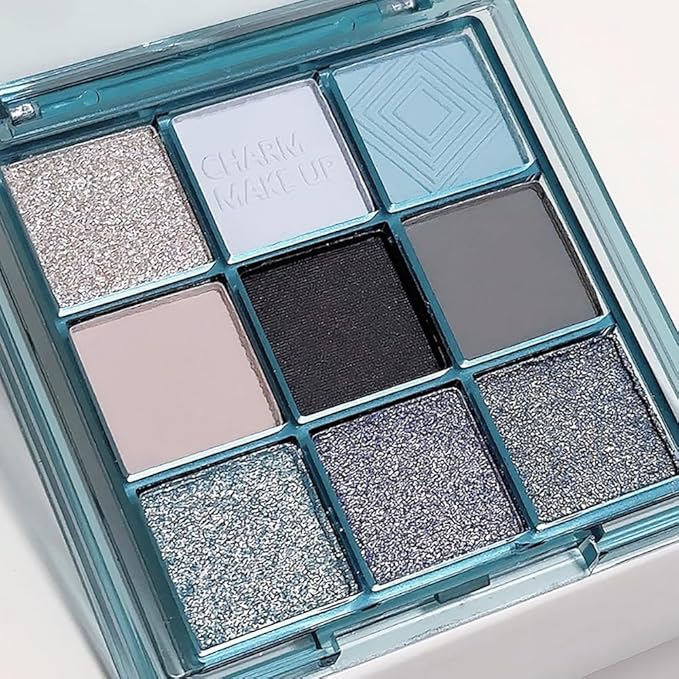 Eyeshadow Palette Makeup- 9 Colors Navy Blue Colorful Eyeshadow Palette Matte Shimmer Natural Eye Shadow palettes Highly Pigmented Naturing-Looking Long Lasting (Blue#)-Velvo Beauty