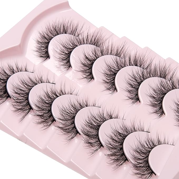 Fake Lashes Natural Wispy Lashes Airy Volume Faux Mink Lashes Fluffy Long False Eye Lashes Sets Pack 18MM Reusable Eyelashes A05-Velvo Beauty