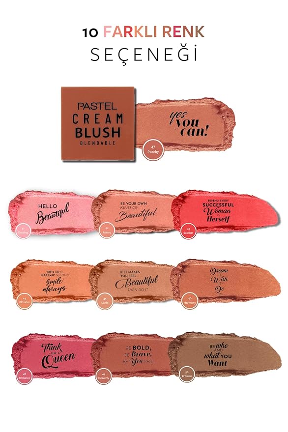 Pastel Cream Blush 47 | Fresh | Healthy & Natural Look | Ligh Weighted Formula | Sebum Control Richly Pigmented | Easily Blendable | Long Lasting | Semi Matte | 0.18 oz.-Velvo Beauty