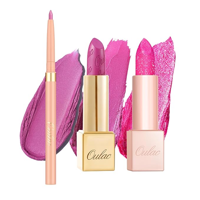 Oulac Lipstick & Lipliner Set 3PCS High Impact Lipcolor with Moisturizing Formula, Vegan Beauty, Full-Coverage Lip Color, Gift Lipstick for Women, LL09+15+D02-Velvo Beauty