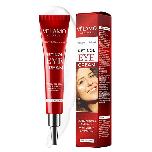 Rapid Reduction Retinol Eye Cream: Under Eye Cream Instantly Reduces Wrinkles Fine Lines Under Eye Bags Puffiness Dark Circles Crow's Feet - Rapid Face Lifting Tightening Firming 1 OZ/15g-Velvo Beauty
