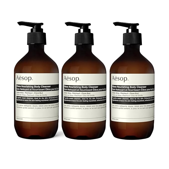 Aesop Eleos Nourishing Body Cleanser | Hydrating Ingredients For Refreshed, Soft Skin | Enriched With Emollients, Humectants, Purifying Botanicals | 500mL / 16.9oz (Pack of 3)-Velvo Beauty