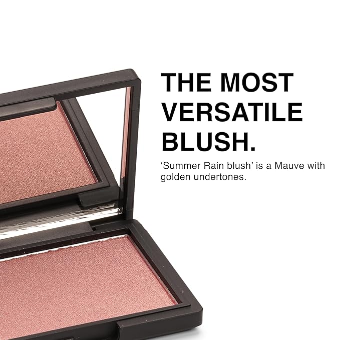 Makeup Powder Blush for cheeks | "Summer Rain" | 4g / 0.141oz | Cruelty-Free, Vegan, Clean Beauty | Buildable & Blendable for Natural, Healthy Glow | Coral, Peach & Golden Hues-Velvo Beauty