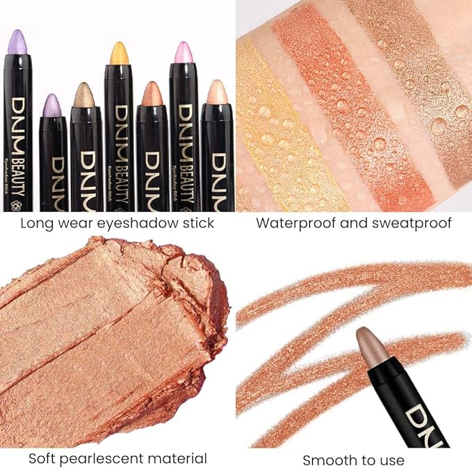 evpct Bronze Gold Shimmer Cream Eye Shadow Brightener Sticks Set for Eyes, Bronze Gold Shimmery Matte Pencil Eye shadow Applicator Stick Pen Palette Makeup Waterproof sombras en crema para ojos 05#-Velvo Beauty