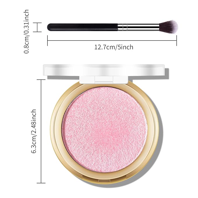 Baked Pink Highlighter Powder Palette, Makeup Highlighter Powder Palette Sheer Shimmering Finish Face Highlighters Makeup Iluminadores de Maquillaje #02 Mermaid Pink-Velvo Beauty