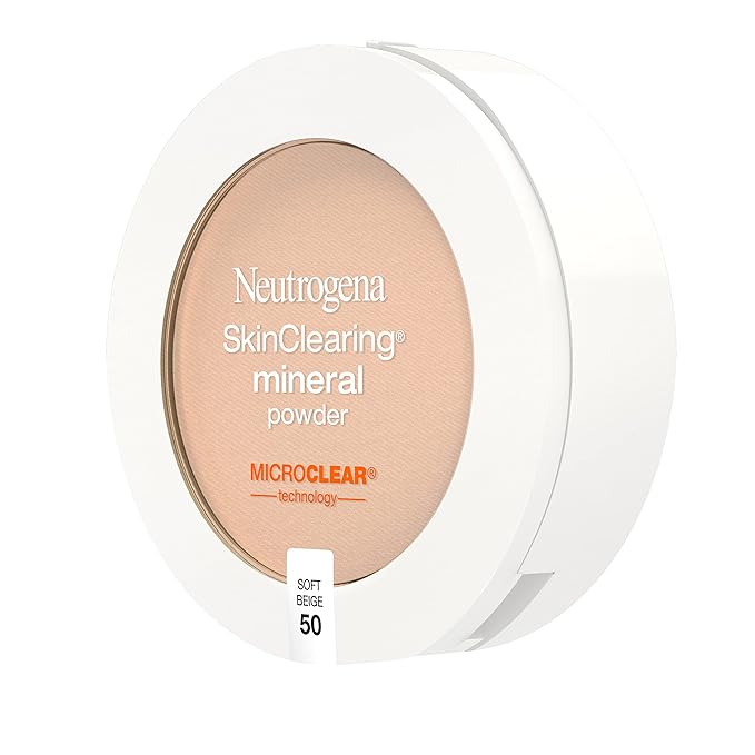 Neutrogena SkinClearing Mineral Acne-Concealing Pressed Powder Compact, Shine-Free & Oil-Absorbing Makeup with Salicylic Acid to Cover, Treat & Prevent Breakouts, Soft Beige 50,.38 oz-Velvo Beauty