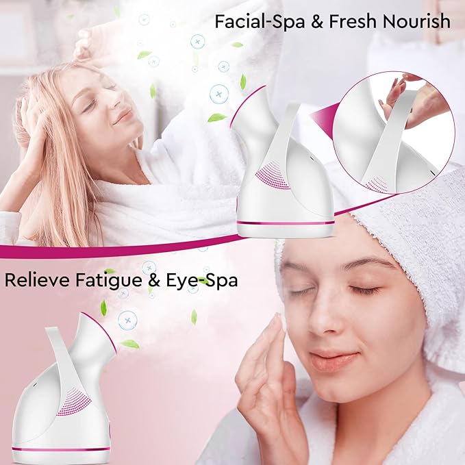 Amconsure Facial Steamer - Nano Ionic Face Steamer Warm Mist Steamer for Home Sauna SPA, Humidifier for Face Steamer for Deep Cleaning Unclogs Pores Sinuses - Bonus 5 Piece Stainless Steel Skin Kit-Velvo Beauty