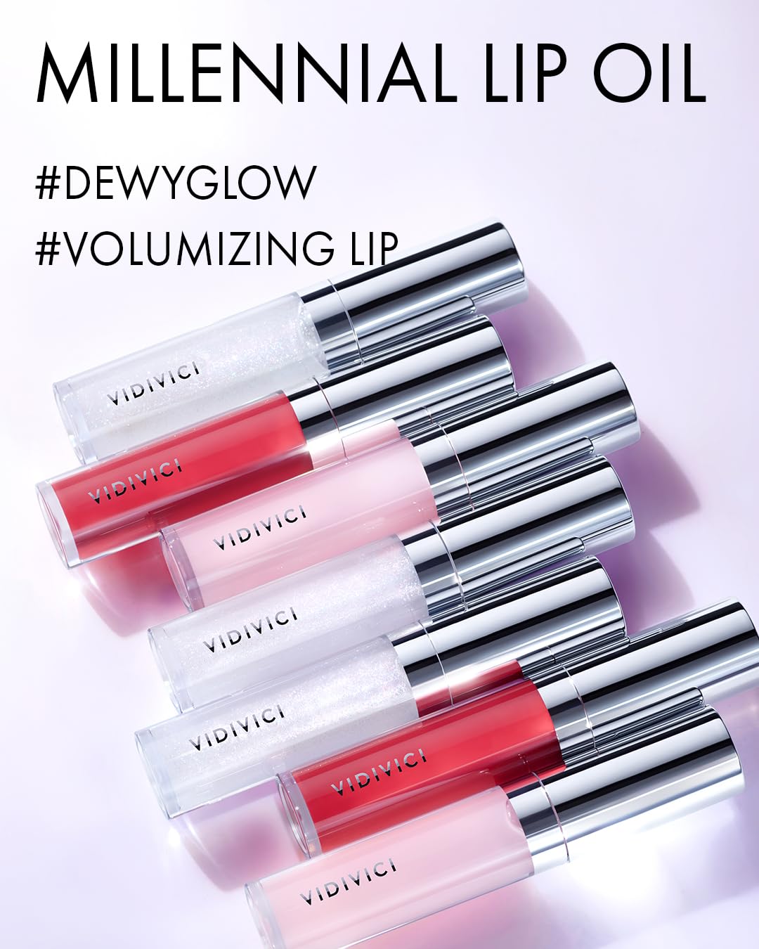 VIDIVICI Millennial Lip Oil #01 Luv Me Clear - Non-Sticky Dewy Gloss for Moisturized & Voluminous Lips - Overnight Lip Masks & Lip Sleeping Mask for Day & Night Use, 0.12 fl.oz.-Velvo Beauty